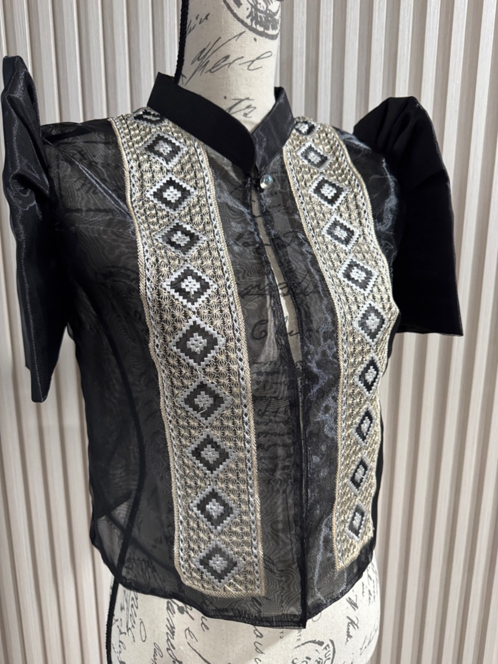 Elegant Black Sheer Filipiana Bolero
